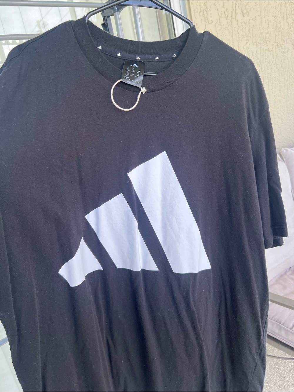 adidas Black Short-Sleeve Tee with White Trefoil-Inspired Logo
